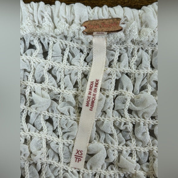 FREE PEOPLE Augusta Floral Skirt XS Embroidered Lace Ivory Boho Prairie Midi - Picture 3 of 13